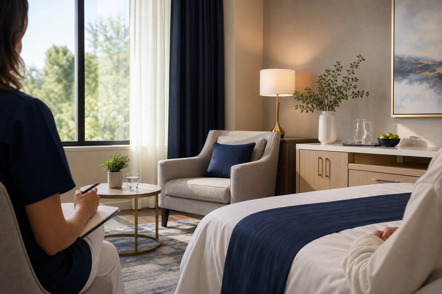 Private medical detox suite with calm clinical support