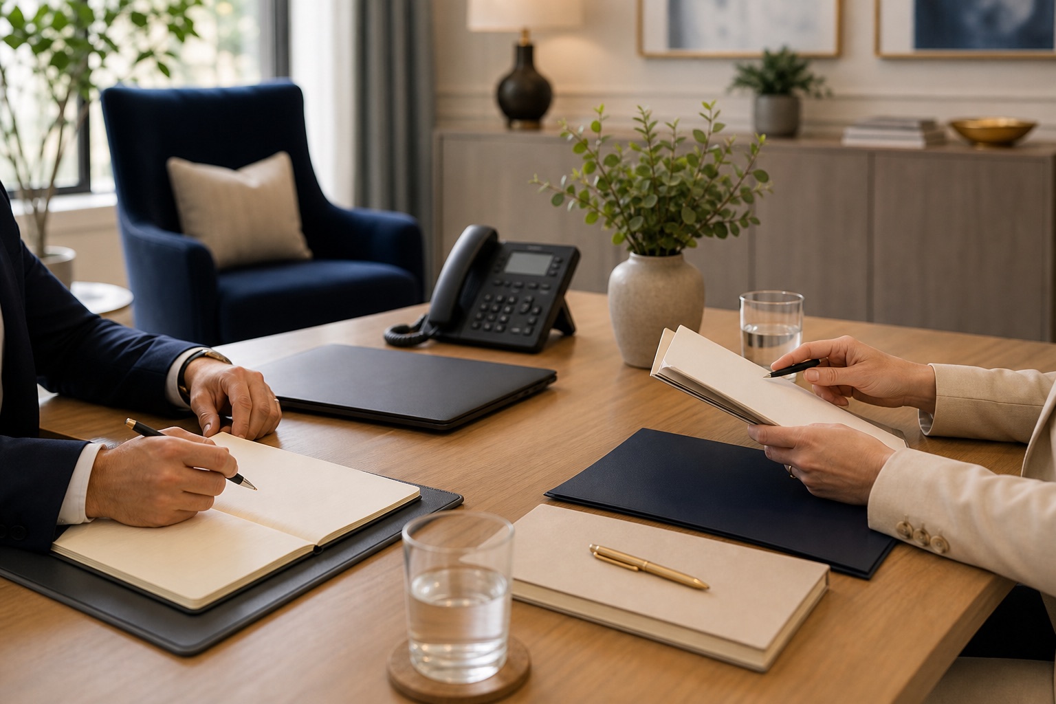 Private referral coordination meeting without visible faces