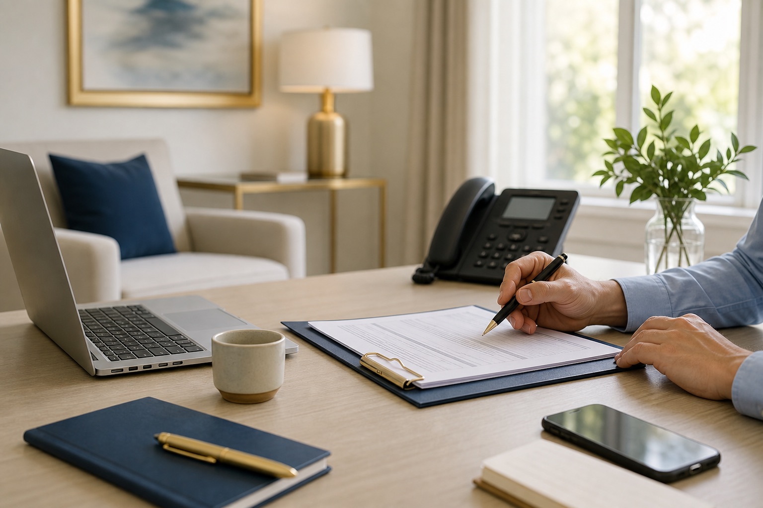 Private insurance benefits review in a calm treatment admissions office